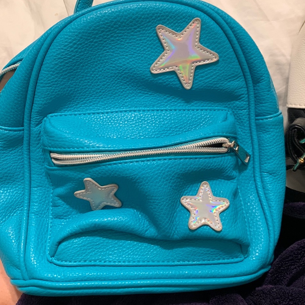 blue mini backpack with stars
